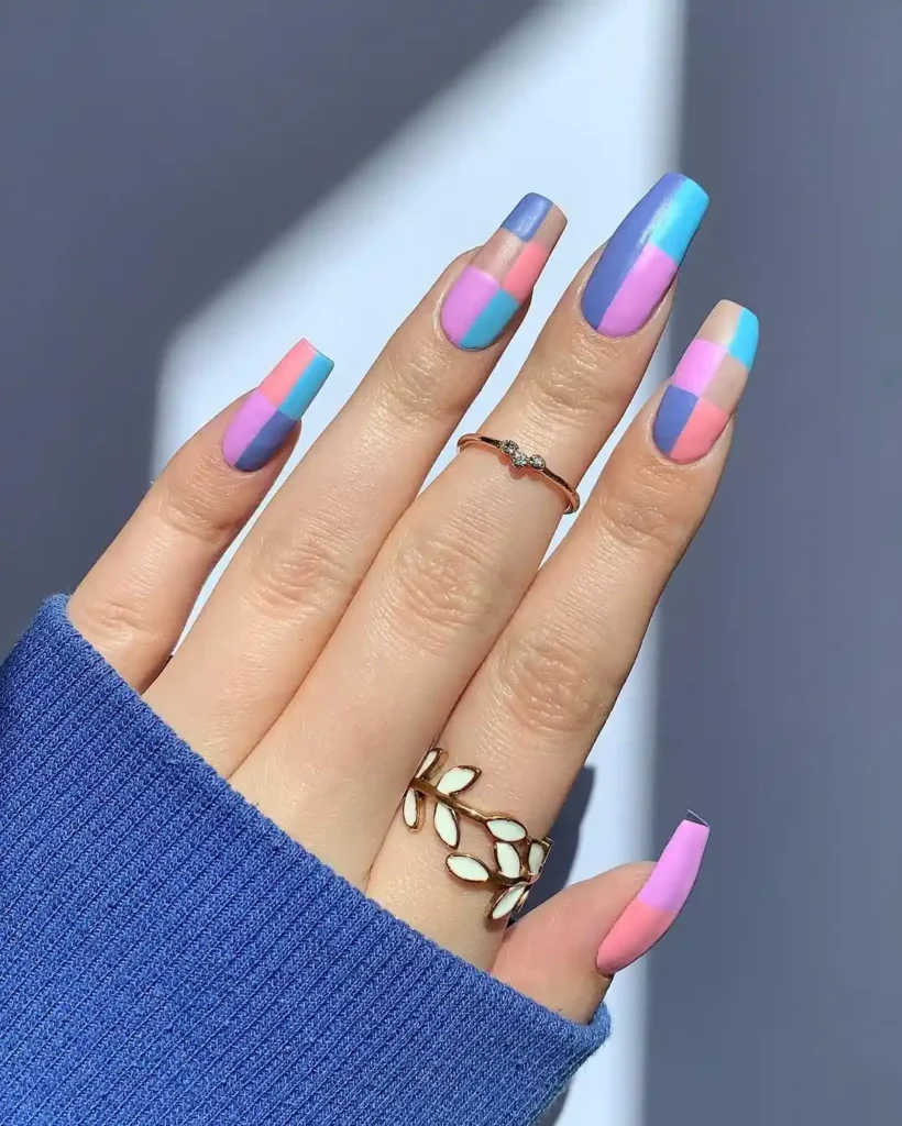 Negative space and color block nail art for summer.  