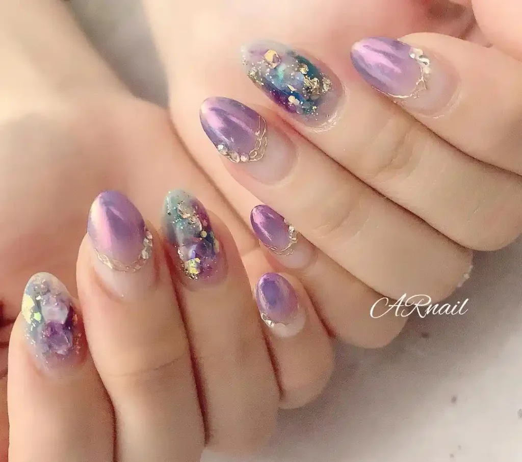 Royal Purple summer gel nail ideas