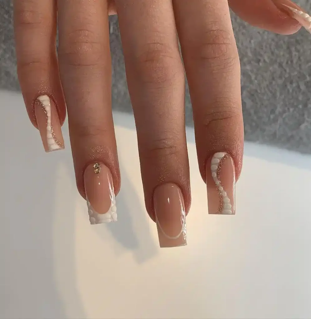 Summer Acrylic Nail Ideas White Waves