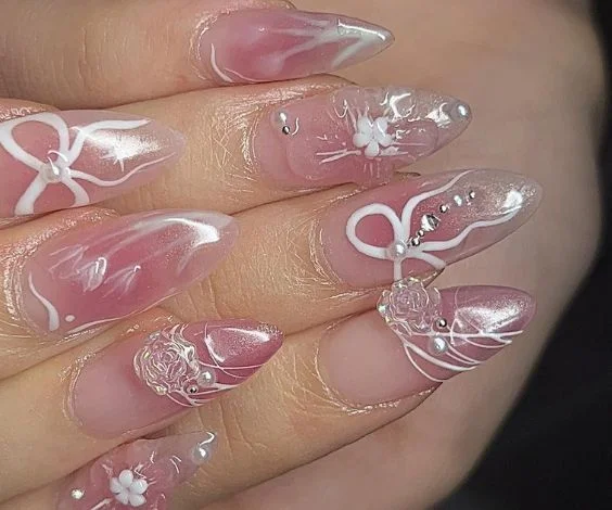 Airbrush pink Nails Set