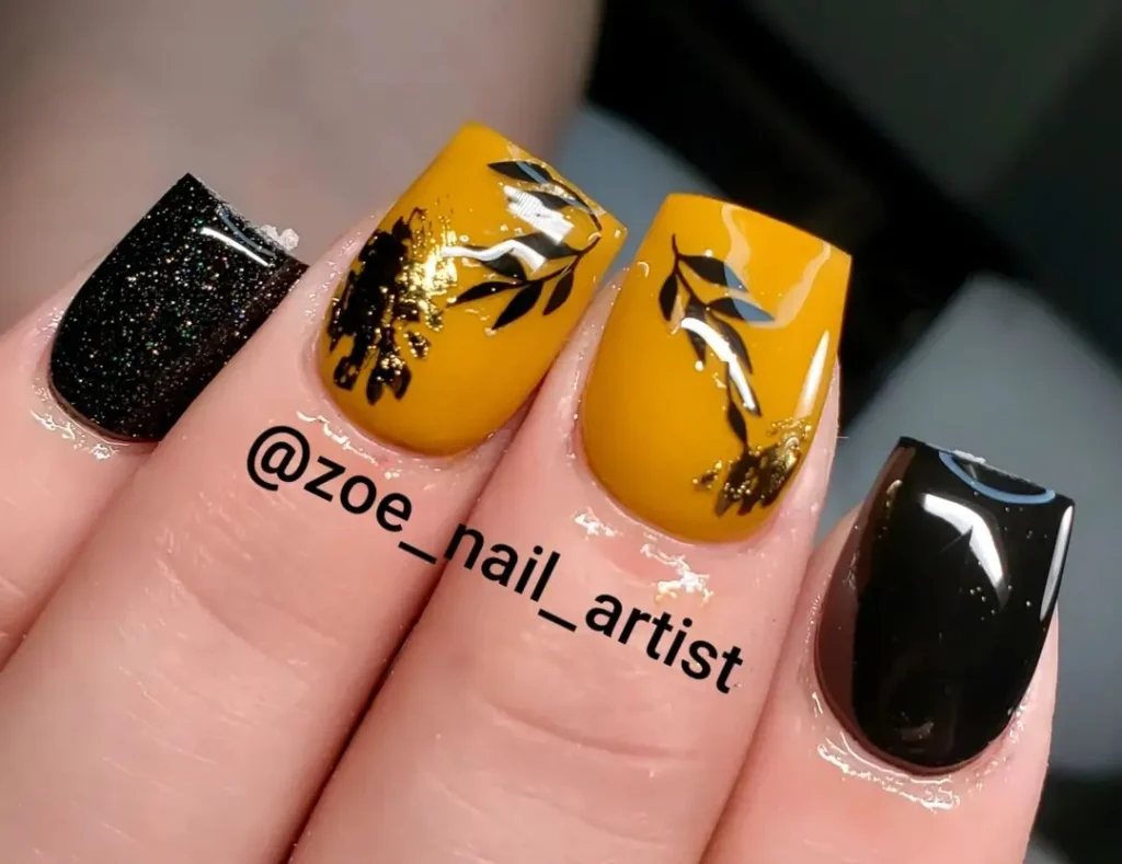 Black Fall Acrylic nails