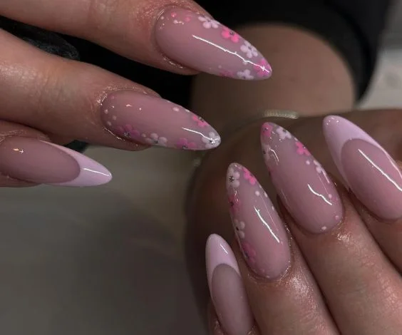 Cherry Blossom Almond Nails