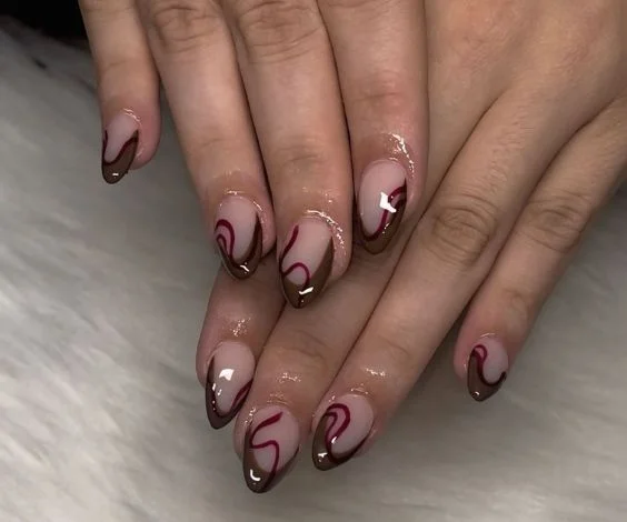  Chocolate Swirls Acrylic Nails