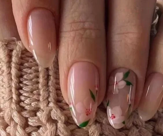 Flower Ombre Nude Nails