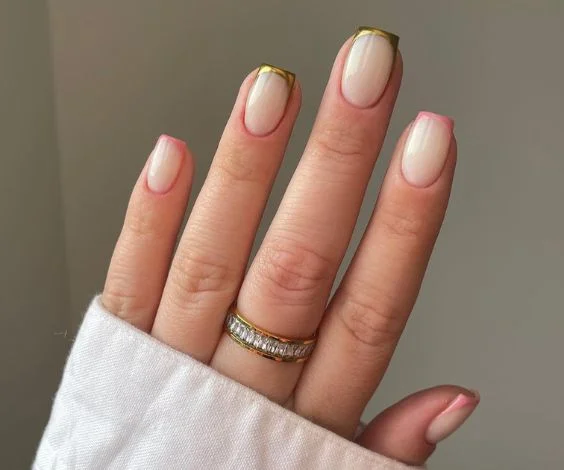 Gold Pink Nails Tips