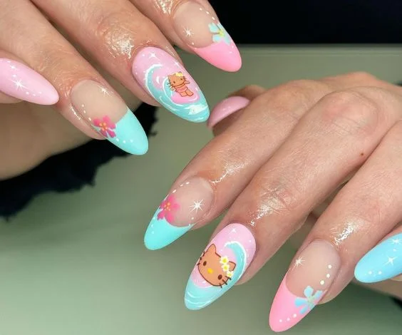  Hello Kitty Vacay Acrylic Nails