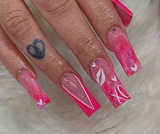 Hot Pink Freestyle Nails