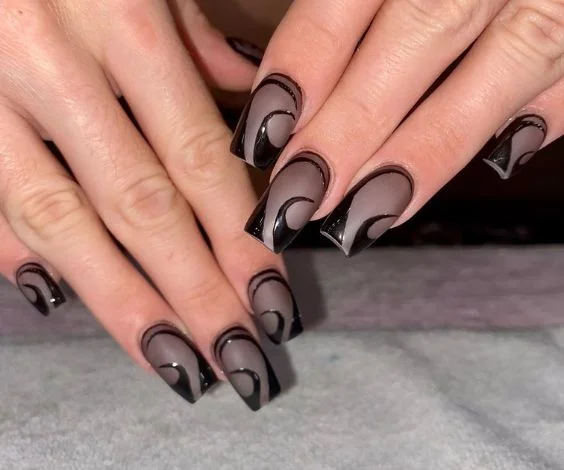 Matte Black Acrylic Nails