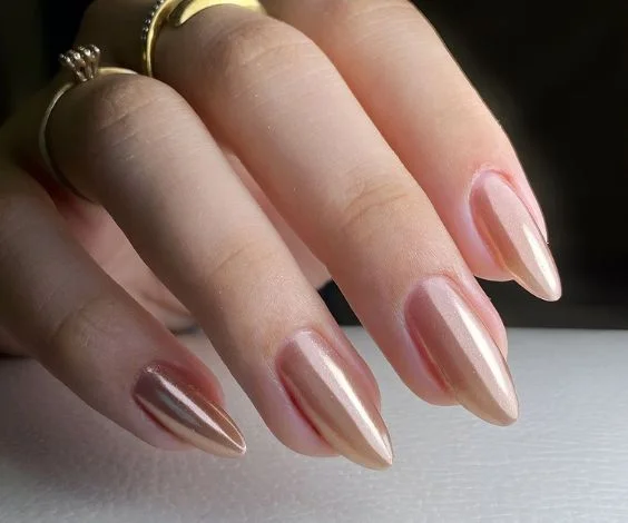 Metallic Nude Nails