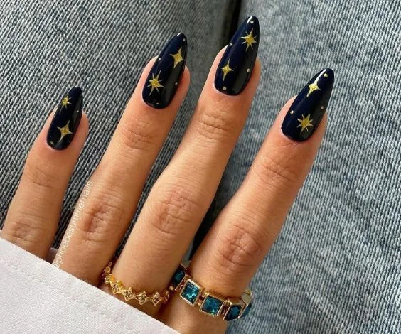 Midnight Almond Nails