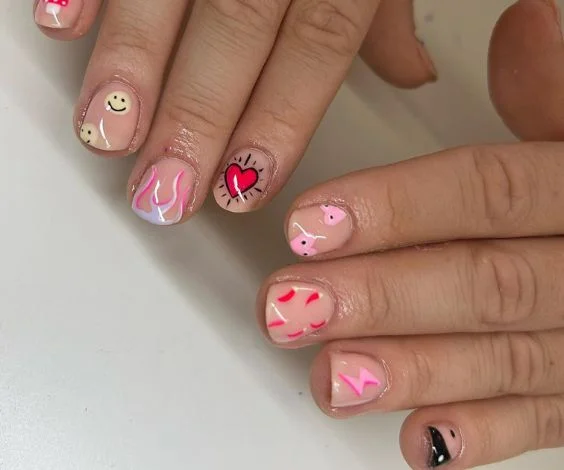 Mixed Art Acrylic Nails