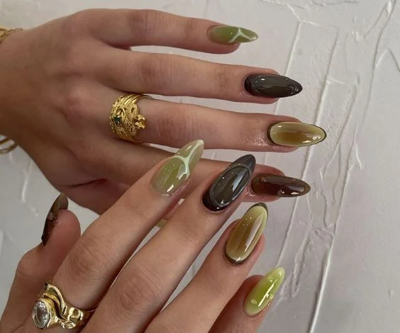 Olive Almond Nails