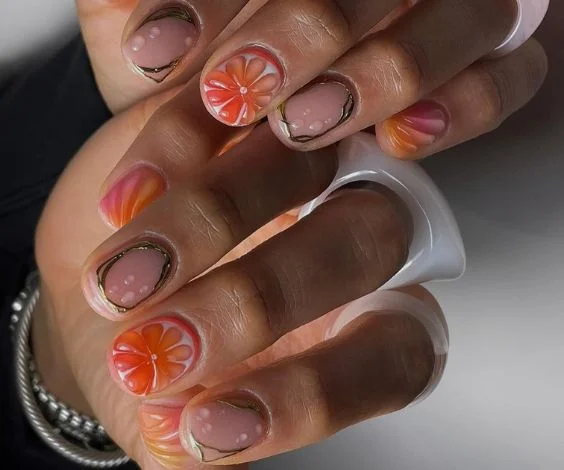 Orange Jelly Acrylic Nails