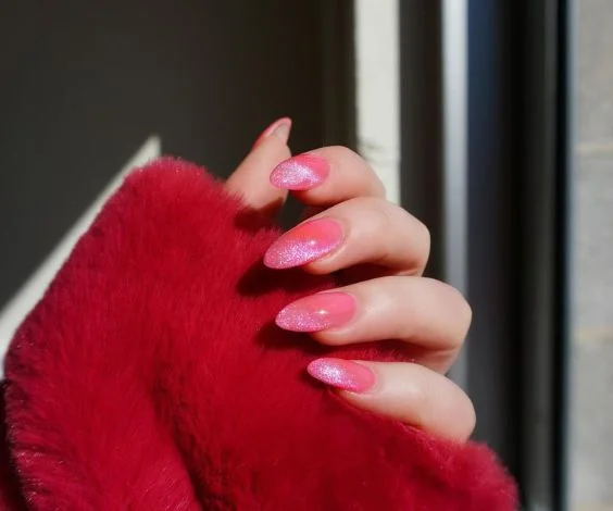 Pink Cat Eye Nails