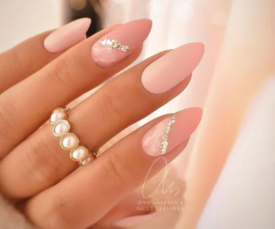 Pink Wedding Acrylic Nails