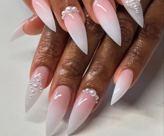 Pink and White Ombre Nails