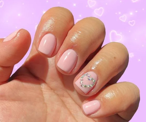 Rhinestone Pink Nails