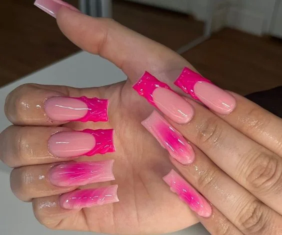  Rich Pink Acrylic Nails