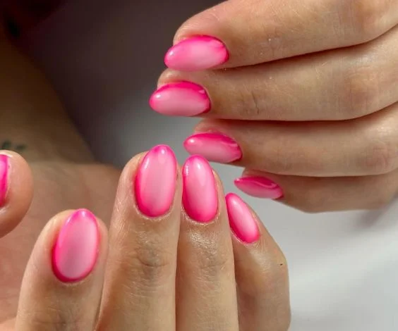 Short Aura Pink Nails