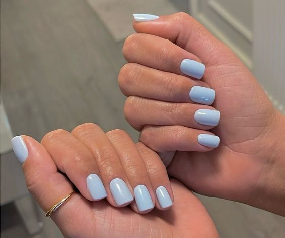 Simple light blue nail color for spring. 