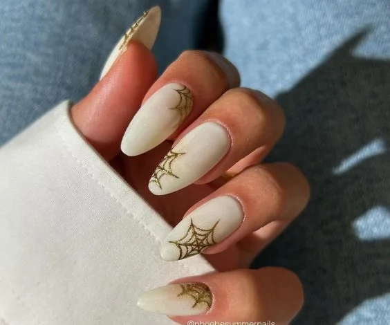 Spider Web Almond Nails Ideas