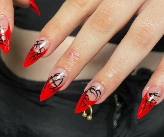 Tribal and Piercings Almond Nail Shape