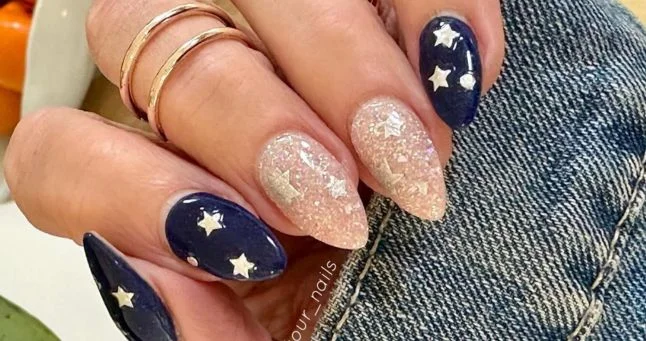 Starry Night Dip Nail Ideas