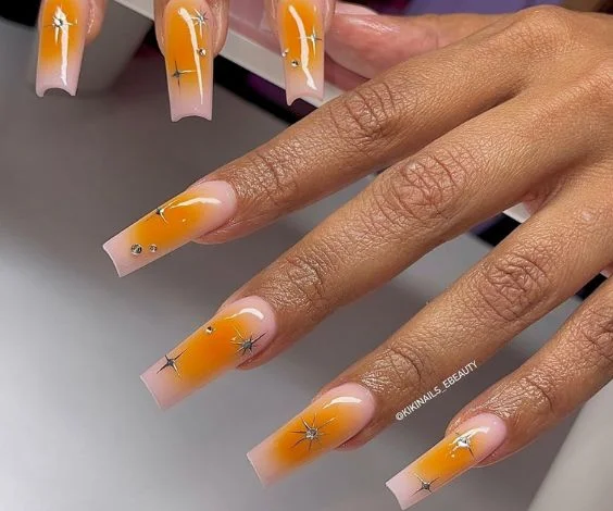 Yellow Aura Acrylic Nails